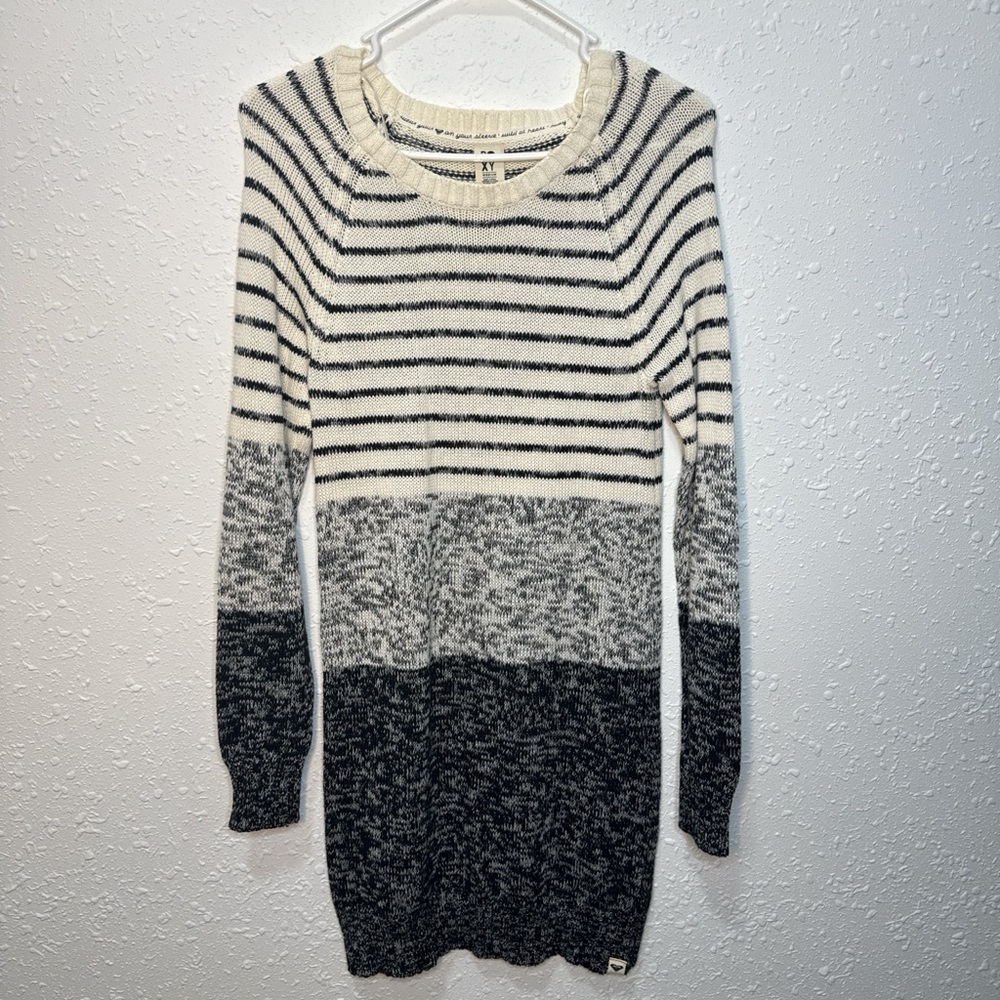 Roxy Black and White Striped Sweater Dress